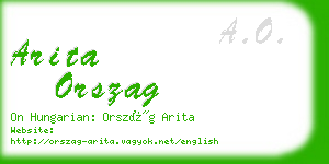 arita orszag business card
